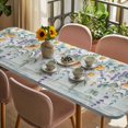 thumbnail image 3 of Floral Eucalyptus Leaves Table Cloths for 8 Foot Rectangle Tables, Daisy Summer Botanical Wooden Patio Waterproof Elastic Fitted Tablecloths, Washable Rectangular Table Cover for Camping, 3 of 8