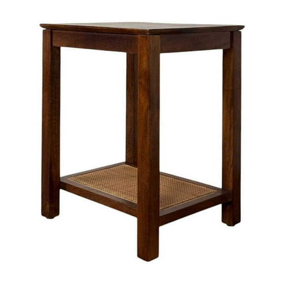Carolina Chair & Table Haven 22" Cane Shelf Accent Table - Blonde Acacia