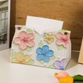 thumbnail image 2 of Funda de pañuelos de piel sintética con estampado de flores en relieve, colorida, 2 of 2