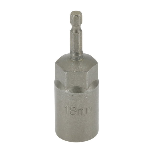Unique Bargains 1 Pcs Socket de Impacto Herramienta Duradera 80mm Tono Plateado Acero de Cromo Vanadio 1/4" Hex Shank 6 Puntos 18mm para Reparación de Automóvil Motocicleta Dirtbike