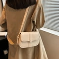 thumbnail image 5 of Bolso bandolera de piel sintética estilo retro a la moda, bolso de hombro para mujer, bolso de mano para debajo del brazo de color liso, color blanco cremoso, 5 of 5