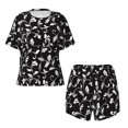 thumbnail image 4 of Qekee Black White Leaves Women's Pajama Set Short Sleeve Sleepwear Summer Home Wear with Pockets Soft Short Sleeve Shirt - Black White Leaves, 4 of 9