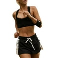 thumbnail image 1 of TheFound Women’s Contrast Color Shorts Casual Elastic High Waist Side Button Wide Leg Shorts Going Out Shorts, 1 of 7