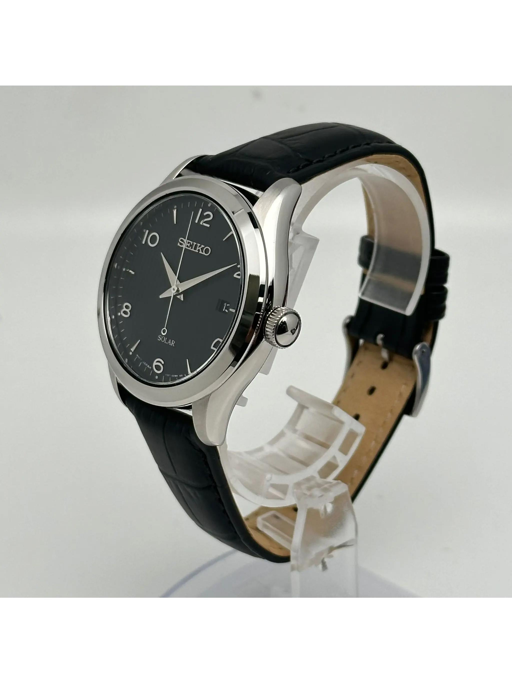 Seiko Solar 42mm Stainless Steel Date Black Dial Mens Quartz Watch SNE495 Walmart