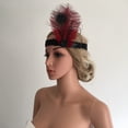 thumbnail image 2 of Diadema Estilo Flapper De Plumas De Vino, Tocado Elástico De Los Años 20, Tocado Charleston Sunnimix Diadema Flapper mujer, 2 of 8