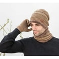 thumbnail image 6 of 3 Pieces Winter Warm Hat Scarf Glove Set Knit Thick Beanie Scarves Cap for Men, 6 of 7