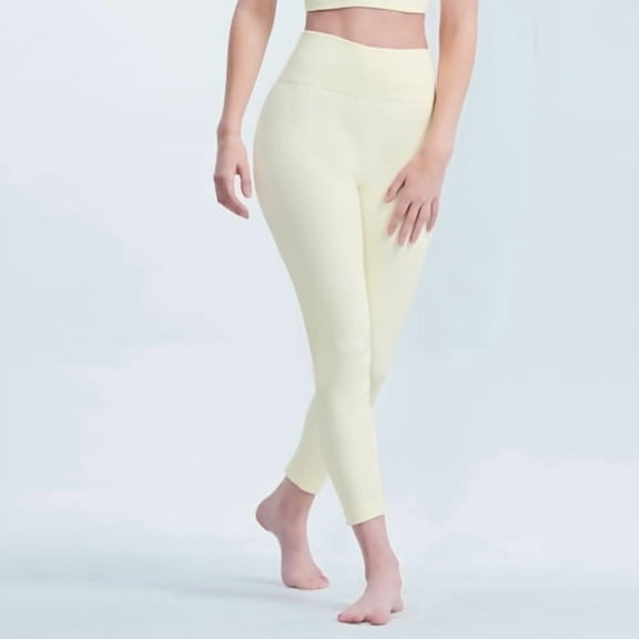 Women's High-Waisted Tummy Control Yoga Leggings - Ribbed Seamless Non-See-Through for Yoga/Gym/Outfit