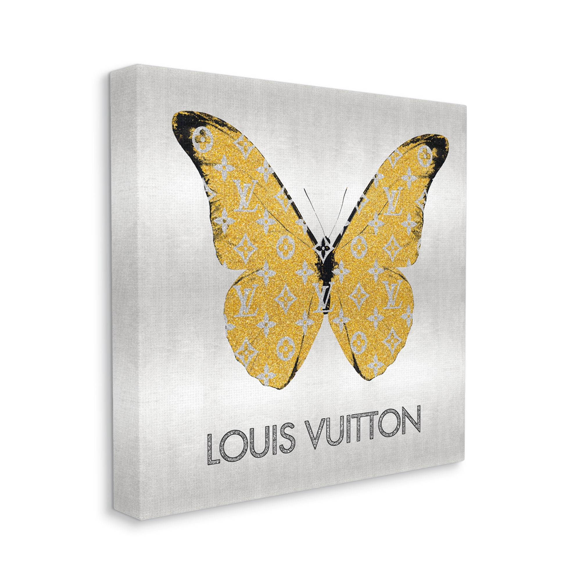 Stupell Industries Yellow Patterned Butterfly Animals & Insects Painting Gallery Wrapped Canvas Print Wall Art, 30 x 30