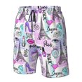 thumbnail image 4 of Logiee Eiffel Tower and Hearts Print Mens Swim Trunks Quick Dry Board Shorts,Breathable Hawaii Beach Shorts Swimwear Bathing Suits-Large, 4 of 6
