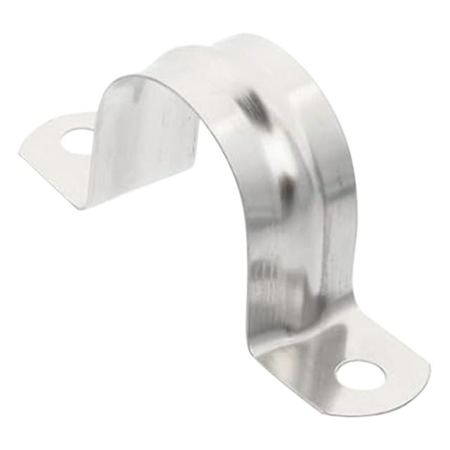 Stainless Steel U-Bracket Pipe Clamp 0.8 Inch, Rigid Pipe Strap with 2-Hole Fasten Holder, Cable Hanger Clamp for Woodworking, 304 Stainless Steel Heavy Duty, Reinforced Rib for Secure , A Wire Clip