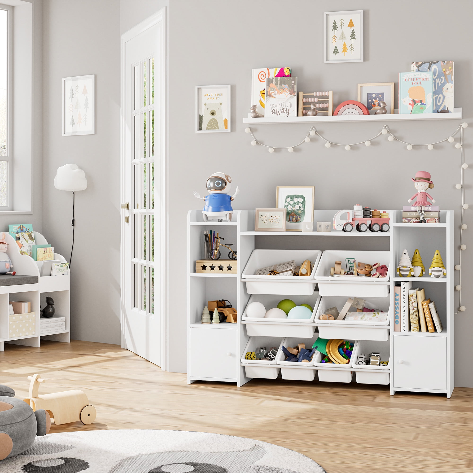 Homfa 4-Tier Kids Bookshelf, Wall Mounted Children¡¯s Bookcase Rack Fl –  homfafurniture