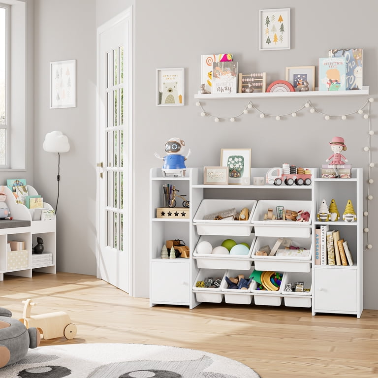 Homfa Kids Toy Organization Cubby Bookcase, White photo 2