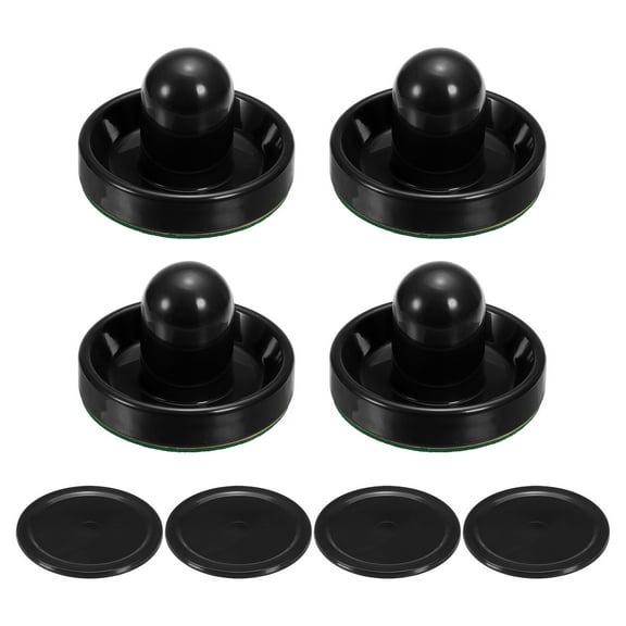Uxcell 96mm Air Hockey Pushers Black with Pads and 4Pcs Air Hockey Pucks, Handles Paddles Replacement Accessories