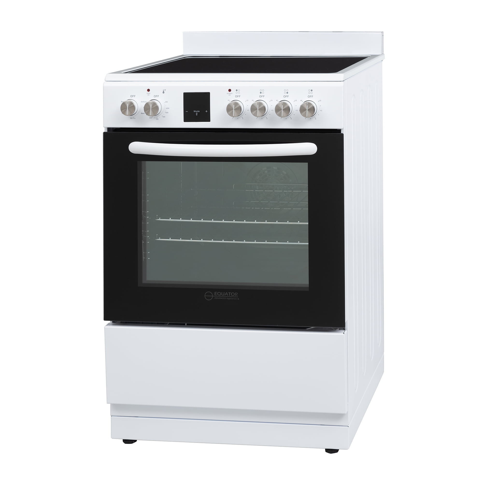 Equator 24" Electric Cooking Range 4 Ceramic Burner CONVECTION OVEN+AIR FRYER White