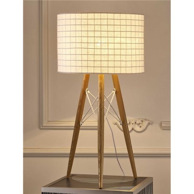 11" X 11" X 21" Lampe de Table en Tissu Blanc