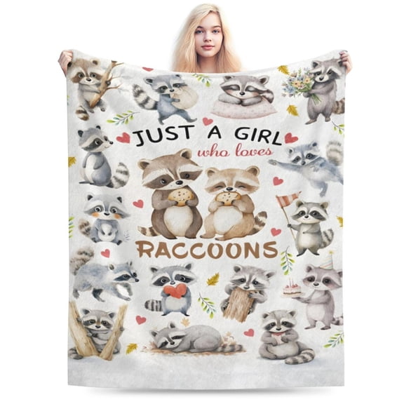 Raccoon Blanket Gifts for Adults Kids, Raccoon Lovers Gifts for Women Girls, Christmas Birthday Valentine's Throw, Animal Decor for Sofa Chair Bed Travelling Camping 50x40
