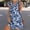Blue, variant on Fashion Women Summer Casual V-Neck Bandage Short Sleeve Floral Printed Dress