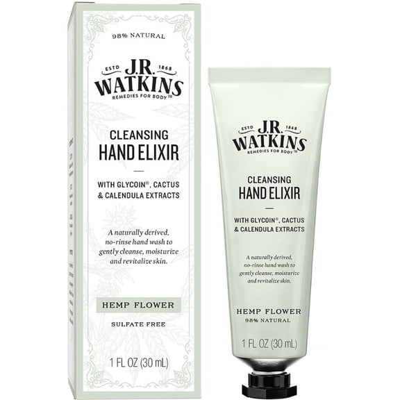 J.R. Watkins Hemp Flower Hand Elixir, No Rinse Hand Wash, 1oz