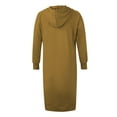 thumbnail image 5 of RYKJLWY Dresses for Women 2024 Women's Fall Pullover Long Dress Pocket Sweatshirt Casual Drawstring Clothing Solid Color Long Sleeve Hooded Tops Sweatshirt Dress Wedding Guest Dress (Yellow,XXL), 5 of 8
