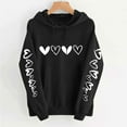 thumbnail image 5 of Womens Heart Valentines Day Hoodies Long Sleeve Graphic Cute Valentine Sweatshirt Holiday Casual Fall Spring Hoodie, 3XL Black, 5 of 5
