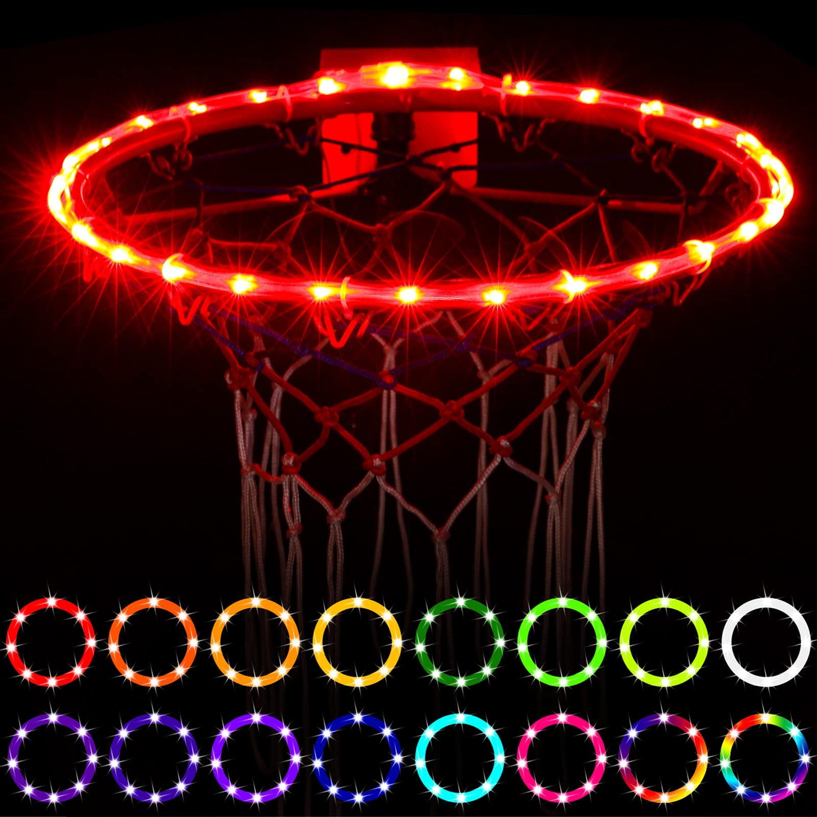 LED Basketball Hoop Lights, Happiwiz Remote Control Basketball Rim LED Light, 16 Color Change by Yourself, Waterproof，Super Bright to Play at Night Outdoors ,Good Gift for Kids
