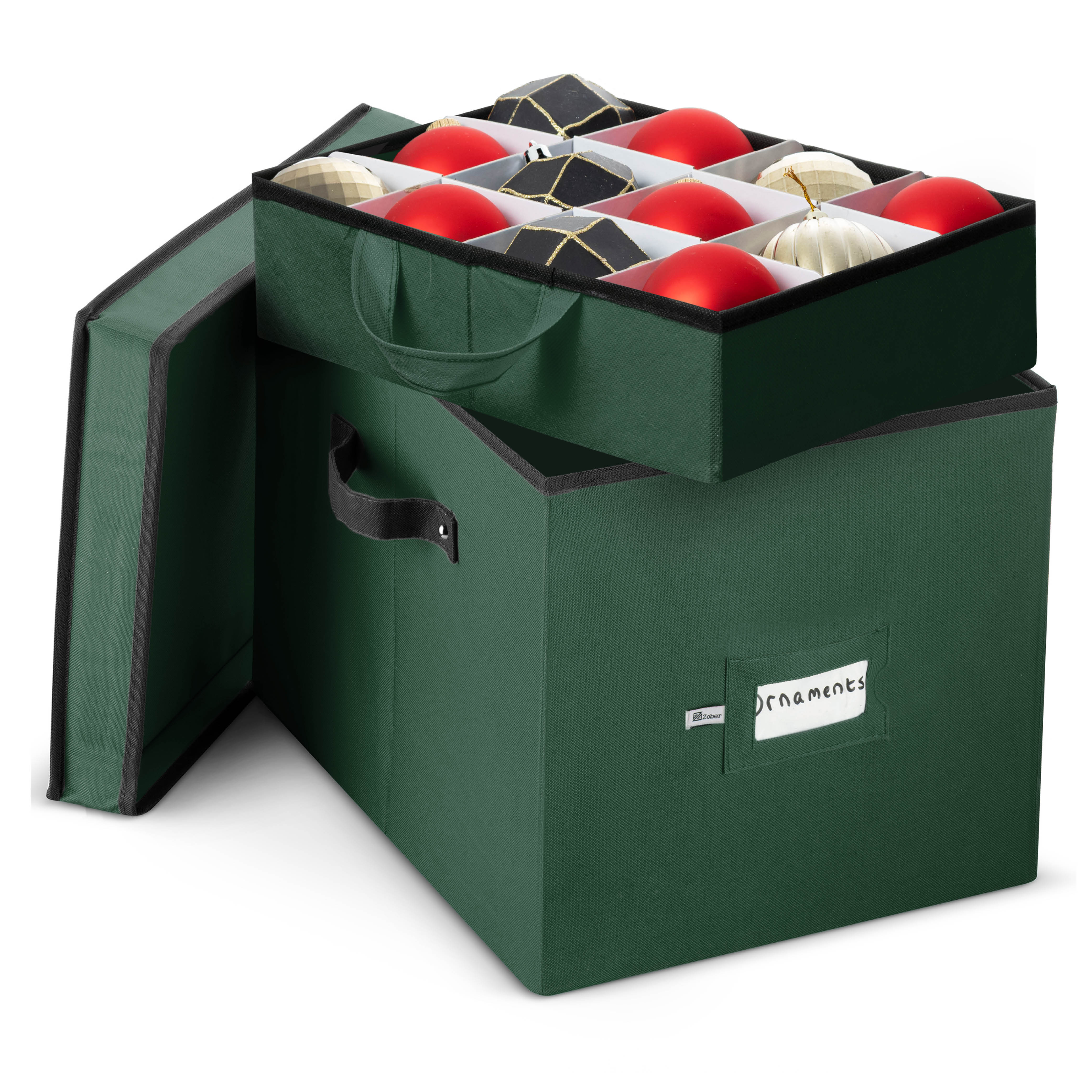 Premium Christmas Ornament Storage Box for Large Ornaments with Trays