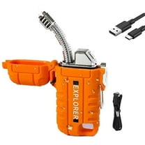 USB C Rechargeable Lighter, 360° Flexible Neck, Wind & Water Proof, Electric Arc Lighters for Candle, Camping,Orange
