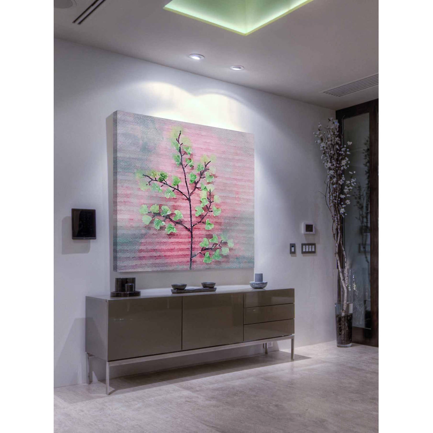 "Pink and Green" Painting Print on Wrapped Canvas