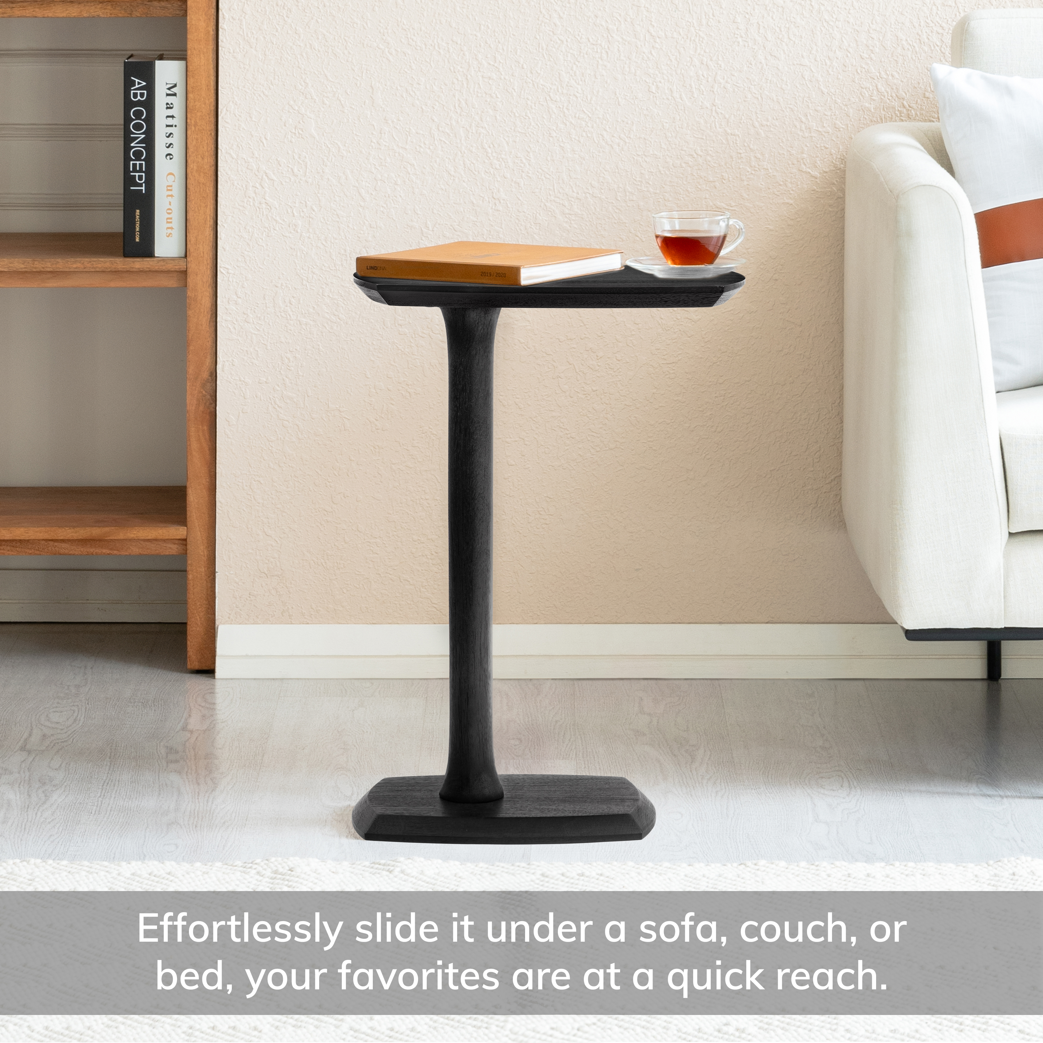 Stirling Solid Mango Wood C Shape End Table 25 Inch Black