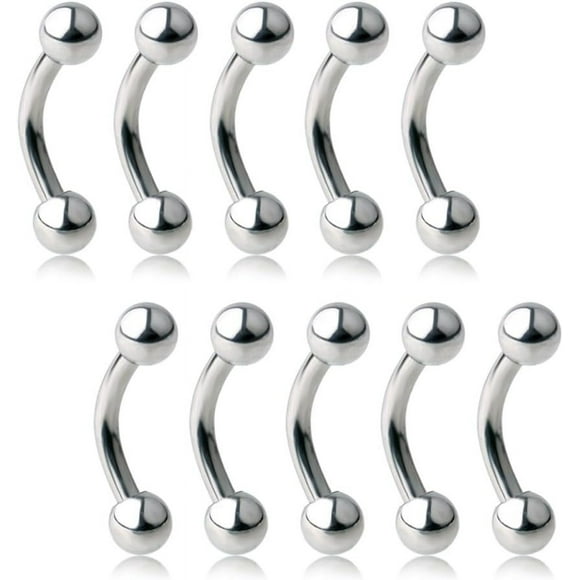 High - Quality Lot of 10 Eyebrow Piercing Jewelry Curved Barbell with Ball Kit Eyebrow Tragus Lip Ring 16g 6mm 8mm 10mm 12mm with superior functionality. Get yours today!