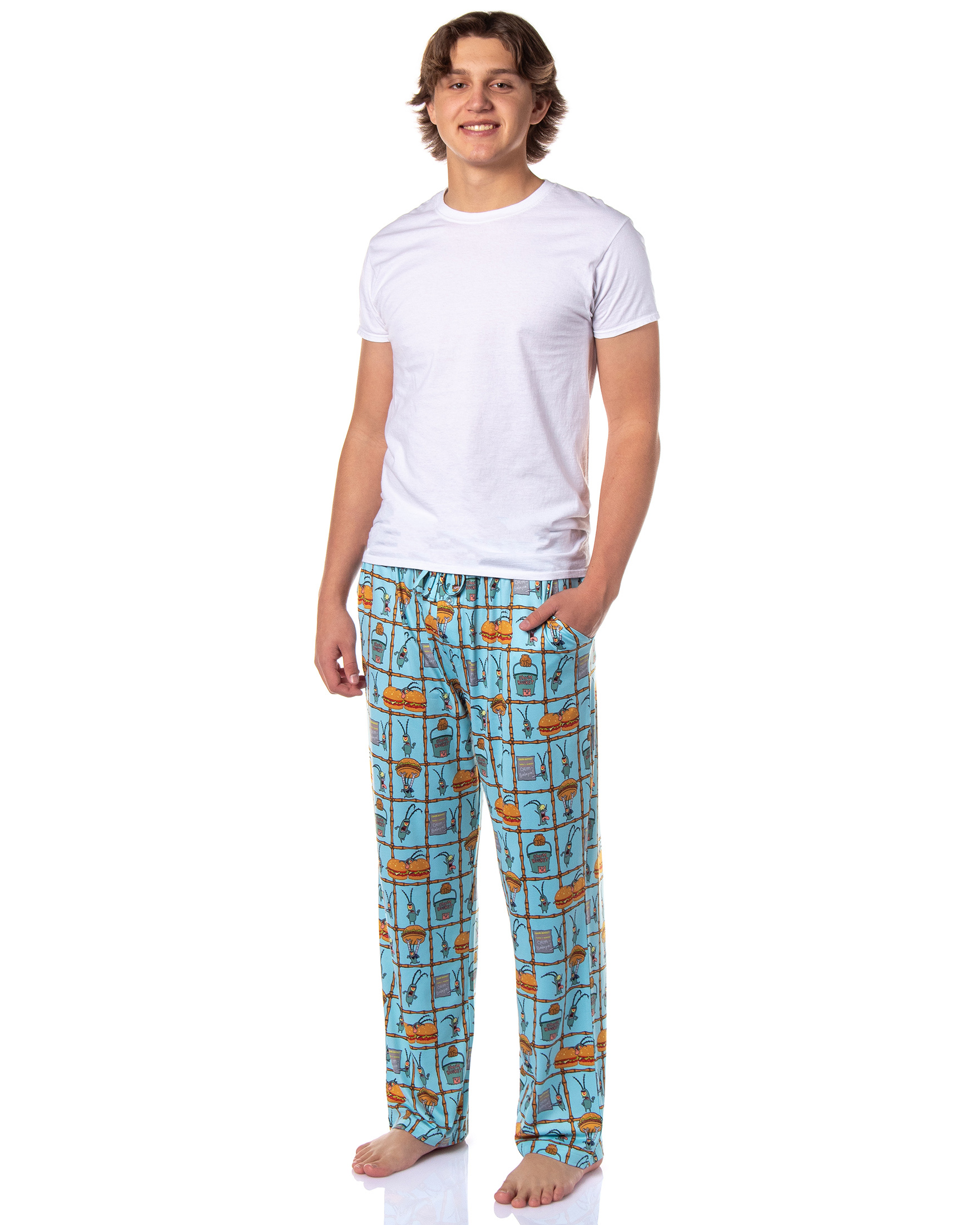 Pijama Pantalón de SpongeBob para Hombre con Estampado de Plankton Chum Bucket y Krabby Patty 2