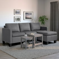 Vineego Suede Fabric Convertible Sectional Sofa, Dark Gray