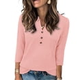 thumbnail image 2 of Jerdar Fashion Women's Summer 3/4 Sleeve V-Neck Blouses Shirts Solid Casual Loose Flowy Lightweight Basic Tops XXL, 2 of 5