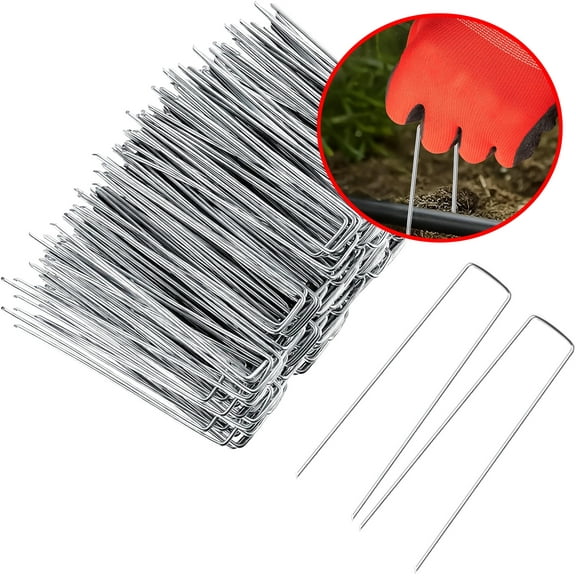 Tent Stakes 6" Galvanized Landscape Staples U-Shaped Garden Staples -  50 Pcs Garden Sakes Yard Stakes Outdoor Stakes Ground Stakes Decoration