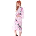 thumbnail image 2 of Women's Sakura Blossom Peacock Print Silky Satin Bridesmaid Kimono Robes, 2 of 3