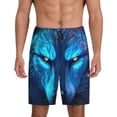 thumbnail image 1 of Fotbe Futuristic Blue Light Wolf Pantalones Cortos de Pijama para Hombre, Ropa de Dormir, Pantalones de Pijama Cortos para Hombre-3X-Large, 1 of 6