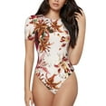 thumbnail image 2 of Uemuo Lilies Flowers Pattern Women's One Piece Short Sleeve Swimsuit Rash Guard Surfing Modest Quick-drying Swimsuit Beach Essentials-XX-Large, 2 of 9