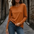 thumbnail image 4 of yillto Tshirts for Womens Long Sleeve Basic Shirts Sofy Stretchy Crew Neck Solid Color Loose Tees, 4 of 7