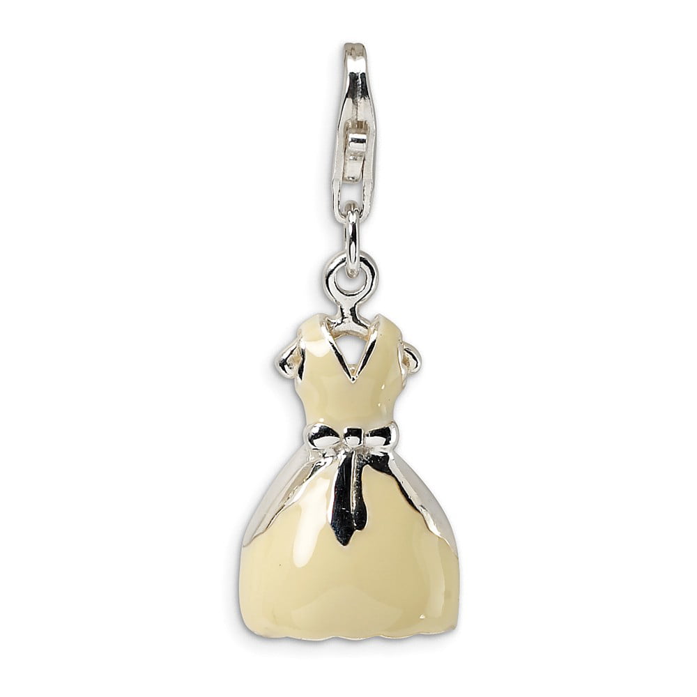 Amore La Vita Collection Sterling Silver w/ 14k Gold Accent 3-D Antiqued Moon w/ Lobster Clasp Charm