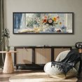 thumbnail image 4 of Large Framed Canvas Print Sunlit Breakfast Table with Flowers - Cozy Still LifeWall Art Decorative Ready to Hang Painting for Living room Bedroom 60x20 inches Black Frame, 4 of 9
