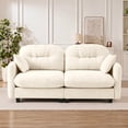 thumbnail image 4 of FFH Loveseat Sofa, 74" Cloud Sectional Couches for Living Room, Tufted 2-Seat Chenille Sofa with 2 Pillows, Wooden Base, Beige, 4 of 17