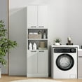 thumbnail image 4 of Costway 75" Tall Bathroom Storage Cabinet with 4 Doors & 2 Open Compartments Freestanding Oak White, 4 of 10