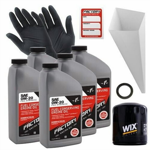 Factory Racing Parts Oil Change Kit Compatible with Mazda MX-5 Miata 2.0L L4 2011-2015 0W-20 Full Synthetic Oil - 5 Quarts