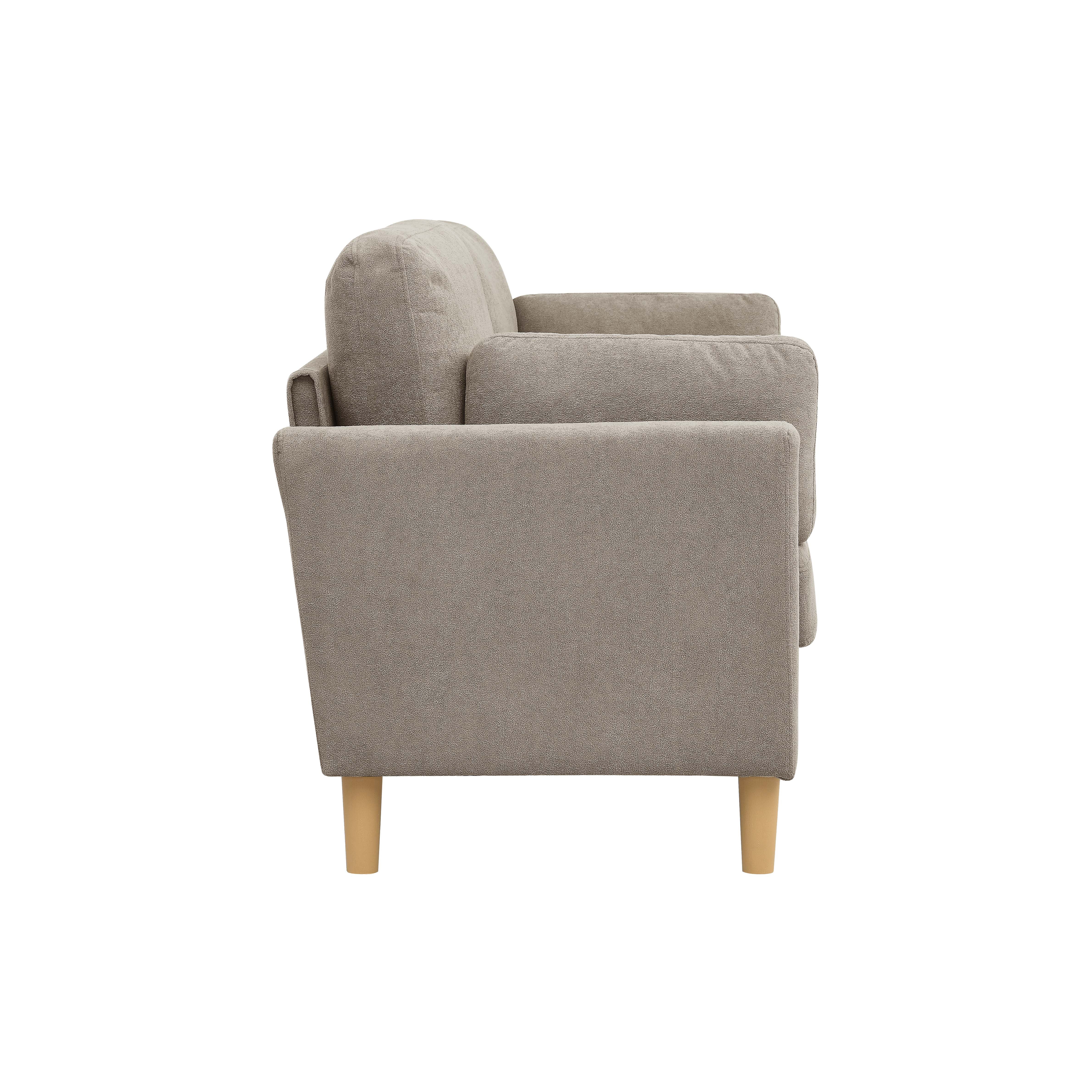 Aukfa 66" Modern Sofa, Minimalist Loveseat for Living Room, 2-Seater Couch w/ Plush Cushions, Khaki