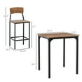 thumbnail image 7 of 3 Piece Bar Table Set, Industrial Counter Height Dining Table Set, Bar Table & Chairs with Steel Legs & Footrests, Black, 7 of 7