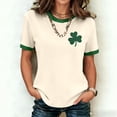 thumbnail image 4 of YUEHUA St Patricks Day Shirt Women Short Sleeve Shamrock Sweater Leaf Clover Ribbed Knitted Irish Sweater T Shirts, 4 of 5