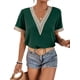thumbnail image 2 of SAYOO Tops sueltos para mujer, manga corta, cuello en V, informal, fiesta, club, primavera, verano, patchwork SAYOO  Casual, 2 of 6