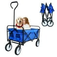 thumbnail image 2 of Collapsible Rolling Wagon Utility Cart w/ Wheels, 40.5"x21"x46.5" Folding Utility Canopy Wagon w/Adjustable Handle, 2 Mesh Cup Holders, for Outdoor, Beaches, Gardens, Parks, Shopping, S10483, 2 of 13