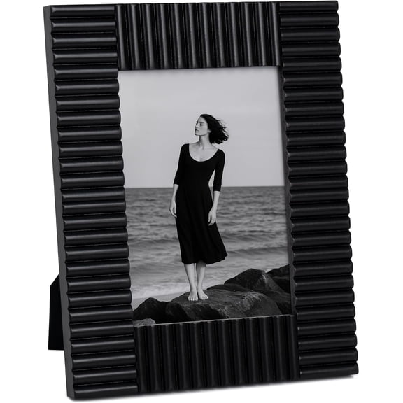 Afuly 5x7 Picture Frame Black Modern Photo Frames HD Tempered Glass, Table Display or Wall Hanging