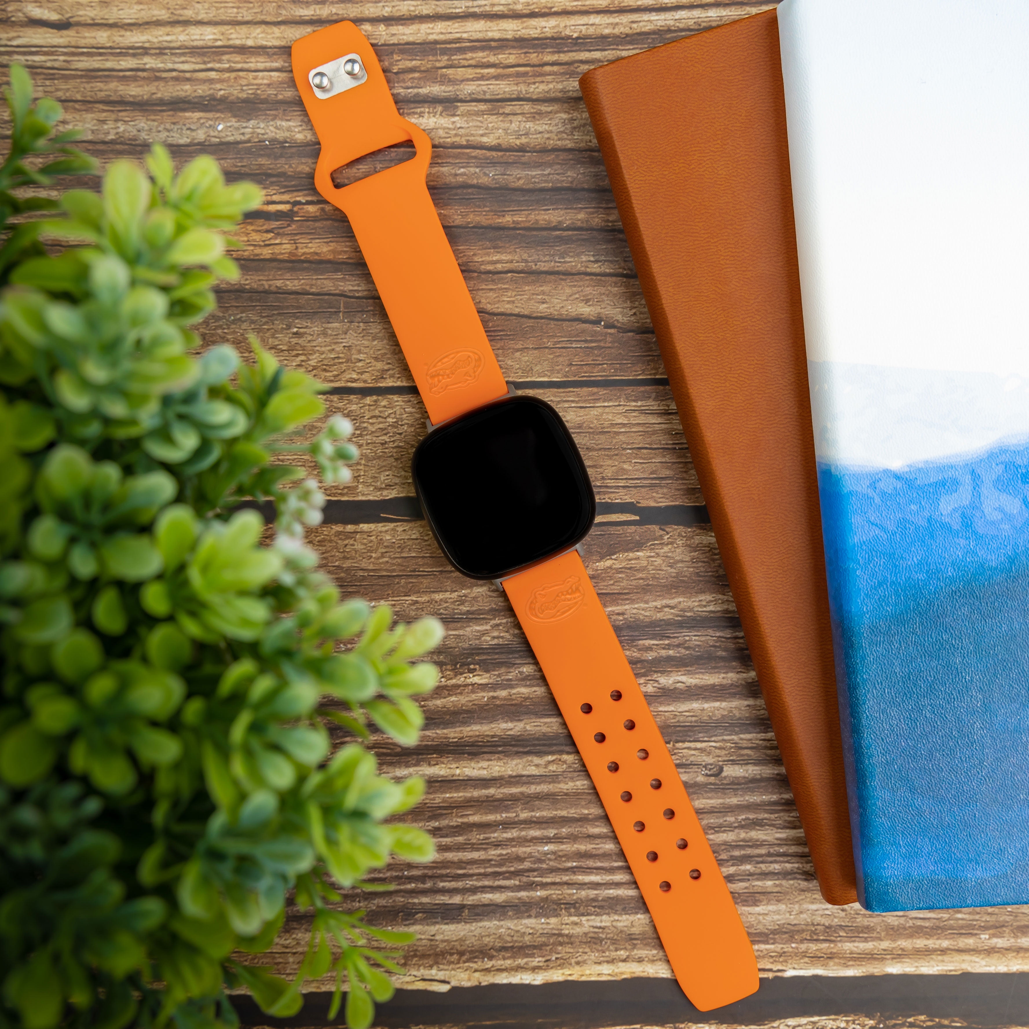 Gators Engraved Silicone Unisex Watch Band for Fitbit Versa 3 and Sense (Orange) by Affinity Bands